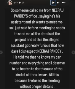 Urfi Javed Death Threat